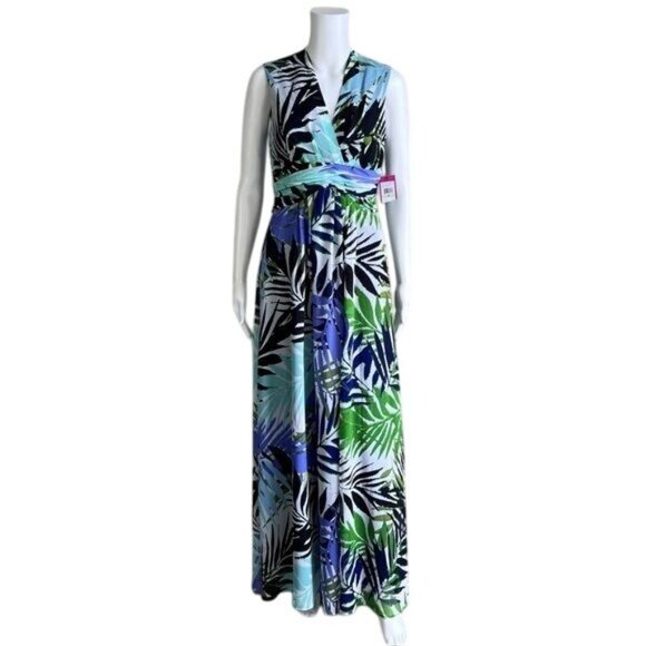 Vince Camuto Sleeveless Maxi Dress in Tropical Print - 4 - Picture 1 of 5